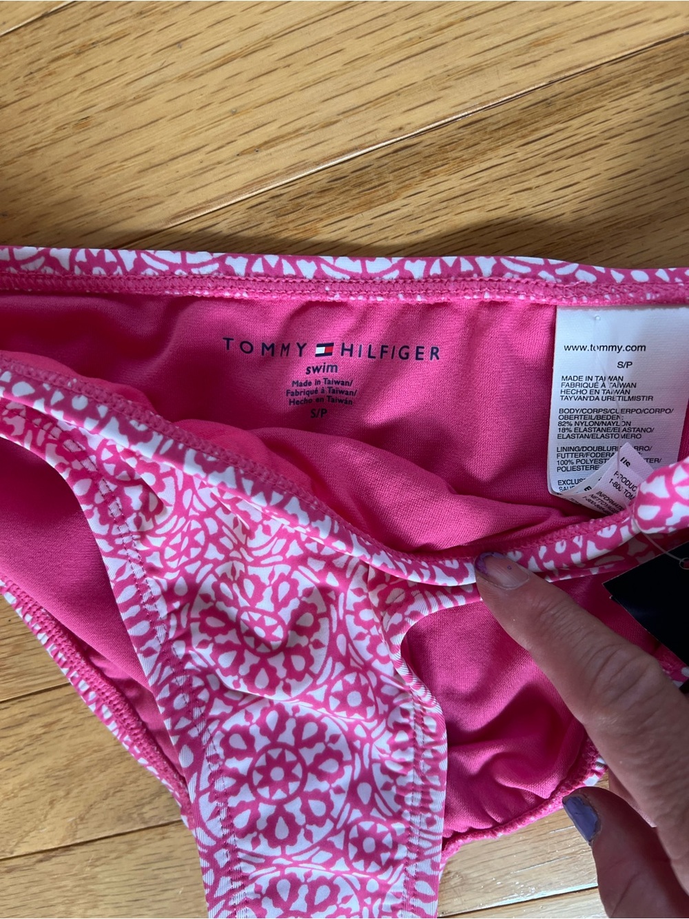 Tommy Hilfiger Hot Pink & White Printed Bikini Bottoms small